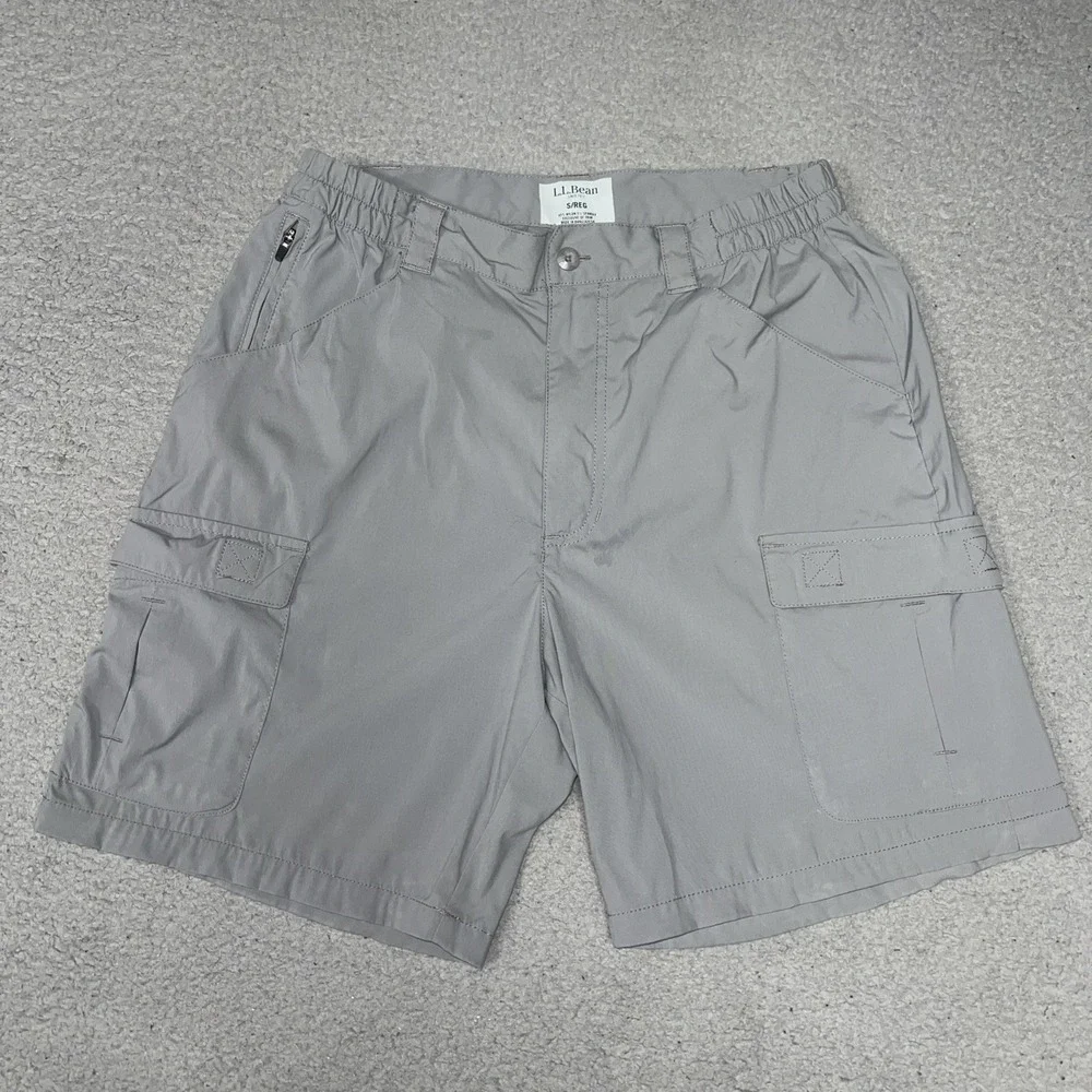 LL Bean Tropicwear Shorts Men's Size S (28 x 7) Gray Cargo Pockets Outdoors